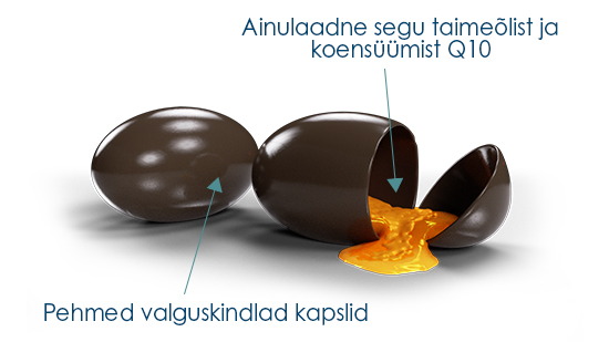 Pilt: Q10 kapsel, mis kaitseb sisu valguse ja hapniku eest kogu säilivusaja jooksul